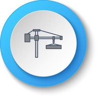 Round button for web icon, building, construction, crane. Button banner round, badge interface for application illustration . vector