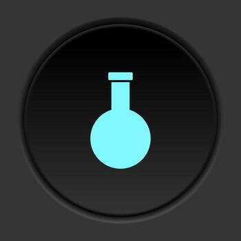 Round button icon, chemical flask. Button banner round, badge interface for application illustration on dark background vector