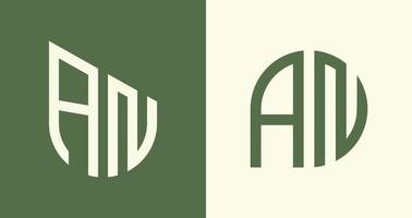 Creative simple Initial Letters AN Logo Designs Bundle. vector