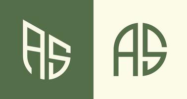 Creative simple Initial Letters AS Logo Designs Bundle. vector