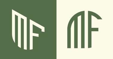 Paquete de diseños de logotipo mf de letras iniciales simples y creativas. vector