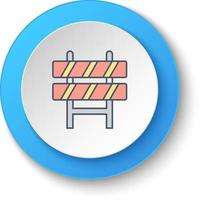 Round button for web icon, building, road block. Button banner round, badge interface for application illustration . vector