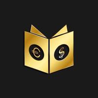 Business, catalog gold icon. Vector illustration of golden dark background. Gold vector icon