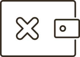 Line vector icon delete, money, wallet. Outline vector icon on white background