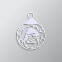 Santa Claus, ball, Christmas paper style, icon. Grey color vector background- Paper style vector icon
