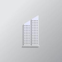 edificio papel estilo, icono. gris color vector fondo- papel estilo vector icono.