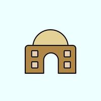 building, college color vector icon, vector illustration on dark background
