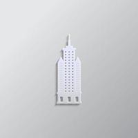 edificio papel estilo, icono. gris color vector fondo- papel estilo vector icono.