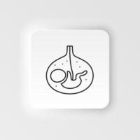 Diseases, baby in the stomach vector. Muscle aches, cold and bronchitis, pneumonia and fever, health medical illustration - neumorphic style vector icon .