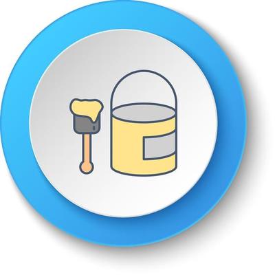 Round button for web icon, building, paint brush. Button banner round, badge interface for application illustration .