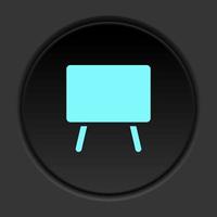 Round button icon, blackboard. Button banner round, badge interface for application illustration on dark background vector