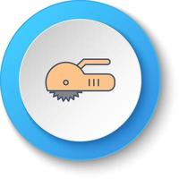 Round button for web icon, building, saw. Button banner round, badge interface for application illustration . vector