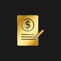 Agreement, business gold icon. Vector illustration of golden dark background. Gold vector icon