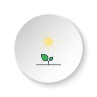 Round button for web icon, plants, sun, eco. Button banner round, badge interface for application illustration on white background vector