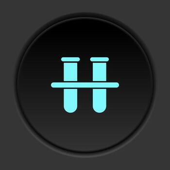 Round button icon, lab glassware. Button banner round, badge interface for application illustration on dark background vector