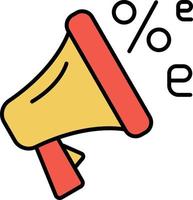 E-commerce megaphone, speaker, discount color vector icon