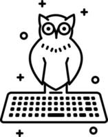 Owl vector icon on transparent background. Outline Owl vector icon.