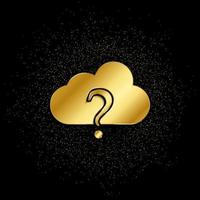 cloud faq, cloud support gold icon. Vector illustration of golden particle background. isolated vector sign symbol - Education icon black background .