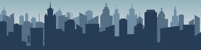 Set of cityscape background. Skyline silhouettes. Modern architecture. Horizontal banner with megapolis panorama. Building icon. Vector illustration. City silhouettes, building vector illustration