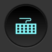 Round button icon, keyboard, computer. Button banner round, badge interface for application illustration on dark background vector