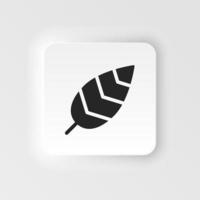 Bird feather icon - Vector. Simple element illustration from UI concept. Bird feather icon neumorphic style vector icon .