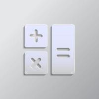 calculator paper style, iocn. Grey color vector background- Paper style vector icon.