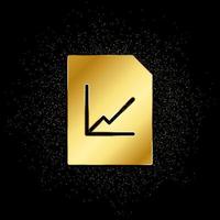 chart, data, file gold icon. Vector illustration of golden particle background. gold icon