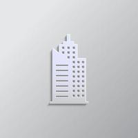 edificio papel estilo, icono. gris color vector fondo- papel estilo vector icono.