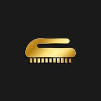 Brush, cleaning gold icon. Vector illustration of golden icon on dark background
