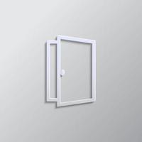 Door, open, icon paper style. Grey color vector background- Paper style vector icon