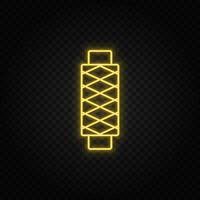 Connected gears and vector icons for logistic, service, shipping, distribution, transport, market, communicate concepts. Spool, textile thread gear blue icon set on dark background