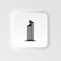 Building vector neumorphic style icon. Building illustration black an white vector neumorphic style icon isolated on white background - Vector. Building neumorphic style icon. .