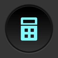 Round button icon, calculator. Button banner round, badge interface for application illustration on dark background vector