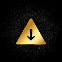 arrow, down, pyramid gold icon. Vector illustration of golden particle background. gold icon