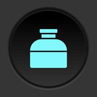 Round button icon, ink, bottle. Button banner round, badge interface for application illustration on dark background vector