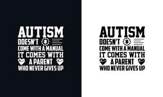 mundo autismo conciencia día. autismo camiseta diseño vector