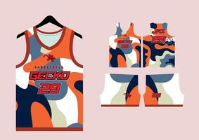 Set Pattern Print basketball uniform jersey vector