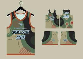 Set Pattern Print basketball uniform jersey vector