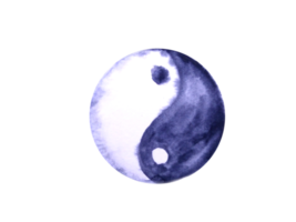 vattenfärg yin yang symbol. png hand ritade.