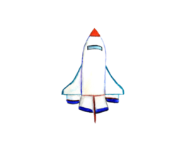 watercolor painting rocket hand drawn png. png