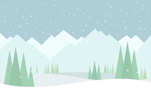 Winter landscape with mountains pines and falling snow vector