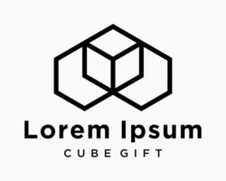 Set Icon Cube Box Gift Square Simple Line Arrow Symbol Express Delivery Expedition Design Vector