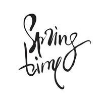 Spring time. Black and white calligraphy phrase vector