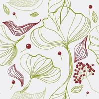 Seamless floral pattern with burdock, berries and leaves vector