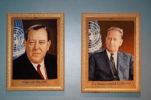 NEW YORK, USA - MAY 25 2018 United Nations past president hall with visitors photo