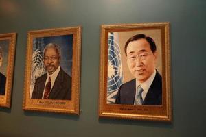 nuevo york, Estados Unidos - mayo 25 2018 unido naciones pasado presidente salón con visitantes foto