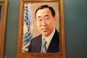 NEW YORK, USA - MAY 25 2018 United Nations past president hall with visitors photo