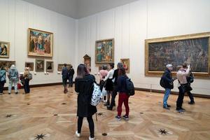 PARIS, FRANCE - OCTOBER 7 2018  - Louvre museum crowded of tourist on first sunday of month photo