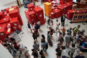 NEW YORK, USA - MAY 25 2018 - Guggheneim museum full of people photo