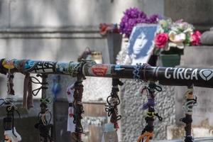 PARIS, FRANCE - MAY 2, 2016 Jim Morrison grave in Pere-Lachaise cemetery photo